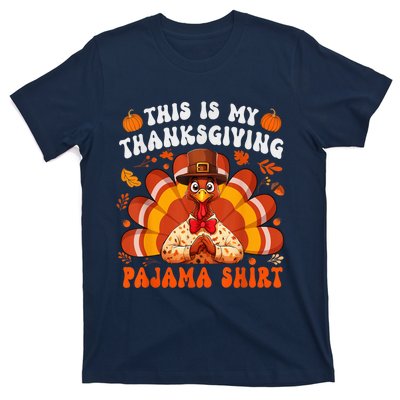 This Is My Thanksgiving Pajama Happy Turkey Hat Thanksgiving T-Shirt