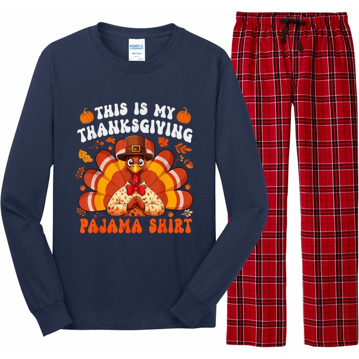 This Is My Thanksgiving Pajama Happy Turkey Hat Thanksgiving Long Sleeve Pajama Set