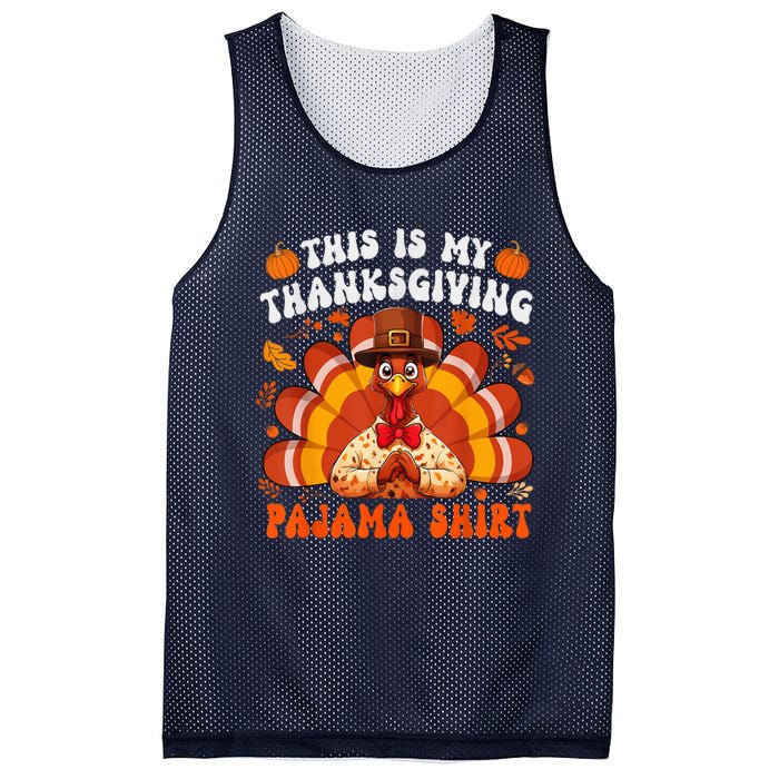 This Is My Thanksgiving Pajama Happy Turkey Hat Thanksgiving Mesh Reversible Basketball Jersey Tank