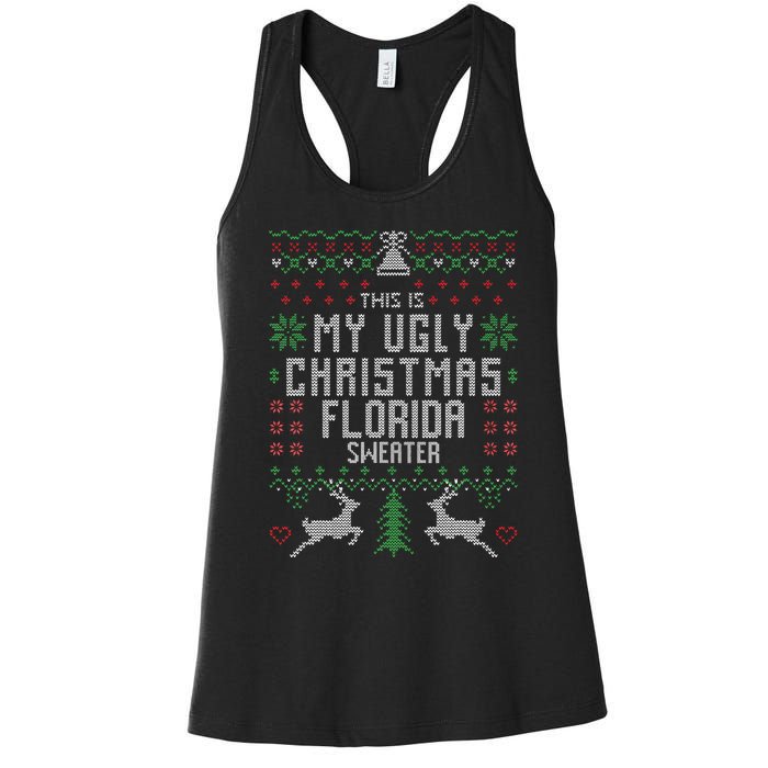 This is My Ugly Christmas Florida Sweater Funny Xmas Gifts Women's Racerback Tank