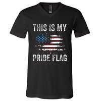 This Is My Pride Flag USA American 4th Of July Patriotic V-Neck T-Shirt