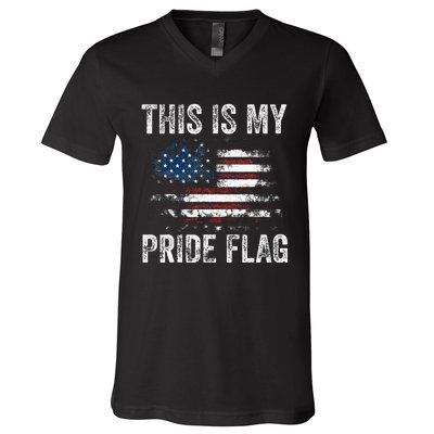 This Is My Pride Flag USA American 4th Of July Patriotic V-Neck T-Shirt