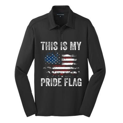 This Is My Pride Flag USA American 4th Of July Patriotic Silk Touch Performance Long Sleeve Polo