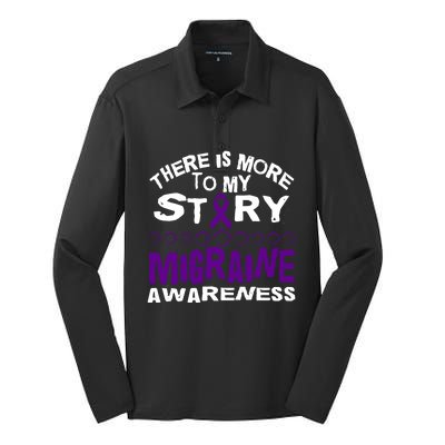 There Is More To My Story Migraine Ribbon Awareness Design Funny Gift Silk Touch Performance Long Sleeve Polo