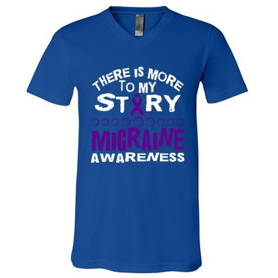 There Is More To My Story Migraine Ribbon Awareness Design Funny Gift V-Neck T-Shirt