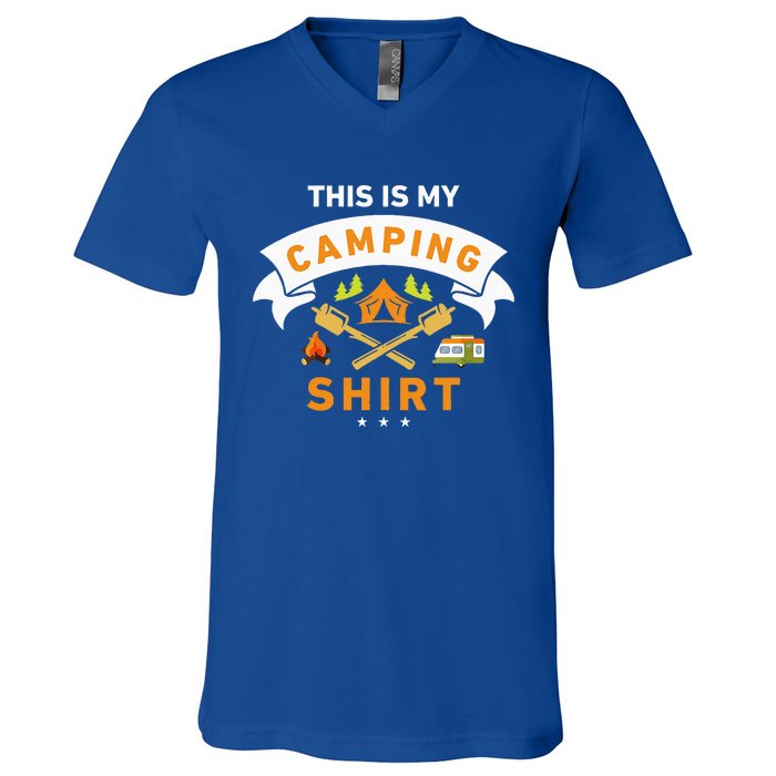 This Is My Camping Funny Camper V-Neck T-Shirt