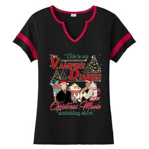 This Is My The Vampire Christmas Movie Watching Stefan And Damon Salv Ladies Halftime Notch Neck Tee