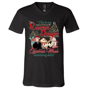 This Is My The Vampire Christmas Movie Watching Stefan And Damon Salv V-Neck T-Shirt