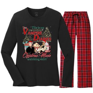 This Is My The Vampire Christmas Movie Watching Stefan And Damon Salv Women's Long Sleeve Flannel Pajama Set 