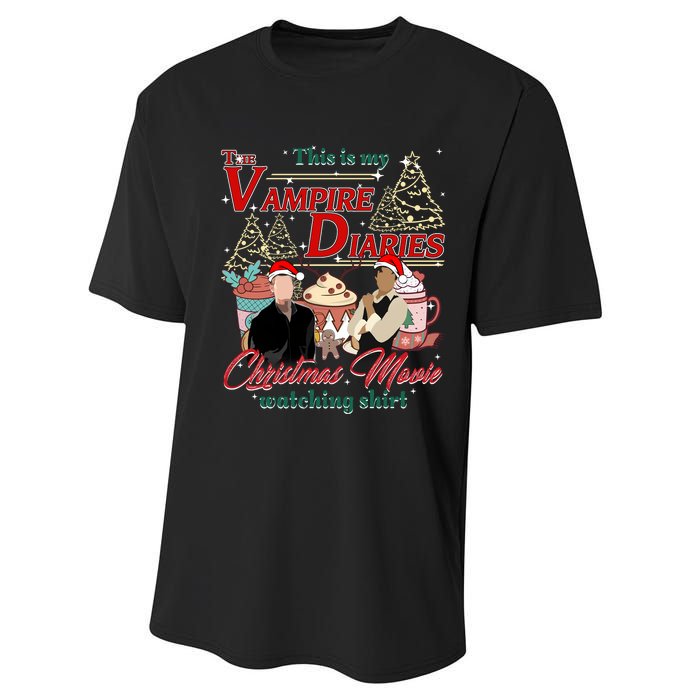 This Is My The Vampire Christmas Movie Watching Stefan And Damon Salv Performance Sprint T-Shirt