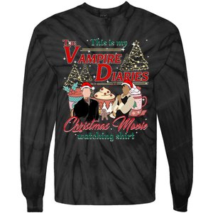 This Is My The Vampire Christmas Movie Watching Stefan And Damon Salv Tie-Dye Long Sleeve Shirt