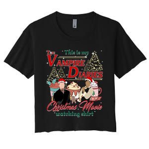 This Is My The Vampire Christmas Movie Watching Stefan And Damon Salv Women's Crop Top Tee