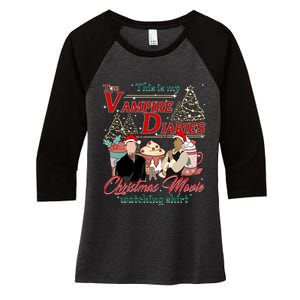 This Is My The Vampire Christmas Movie Watching Stefan And Damon Salv Women's Tri-Blend 3/4-Sleeve Raglan Shirt