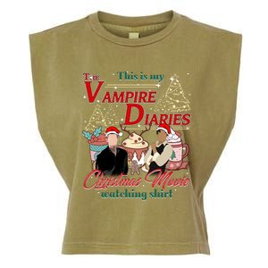 This Is My The Vampire Christmas Movie Watching Stefan And Damon Salv Garment-Dyed Women's Muscle Tee