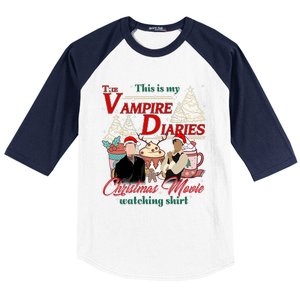 This Is My The Vampire Christmas Movie Watching Stefan And Damon Salv Baseball Sleeve Shirt