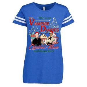 This Is My The Vampire Christmas Movie Watching Stefan And Damon Salv Enza Ladies Jersey Football T-Shirt