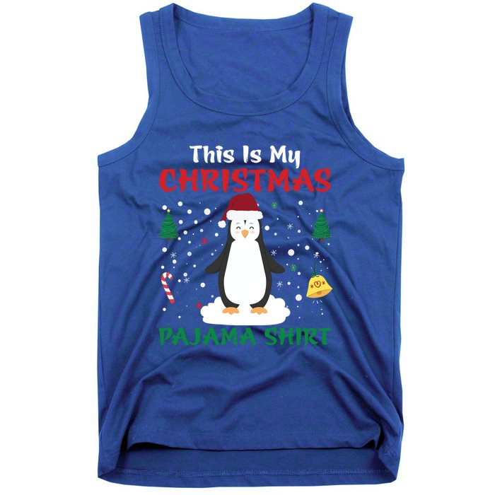 This Is My Christmas Pajama Xmas Santa Hat Penguin Gift Meaningful Gift Tank Top