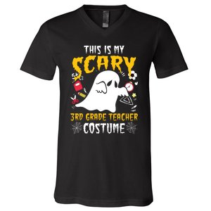 This Is My Scary Third Grade Costume Teacher Halloween V-Neck T-Shirt