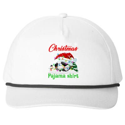 This Is My Christmas Pajama Xmas Lights Soccer Ball Lover Gift Snapback Five-Panel Rope Hat