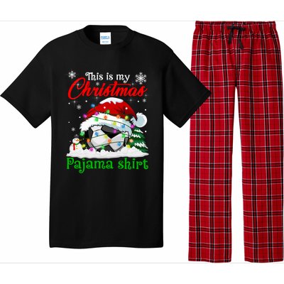 This Is My Christmas Pajama Xmas Lights Soccer Ball Lover Gift Pajama Set