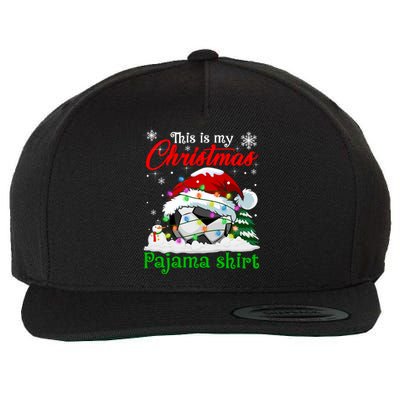 This Is My Christmas Pajama Xmas Lights Soccer Ball Lover Gift Wool Snapback Cap