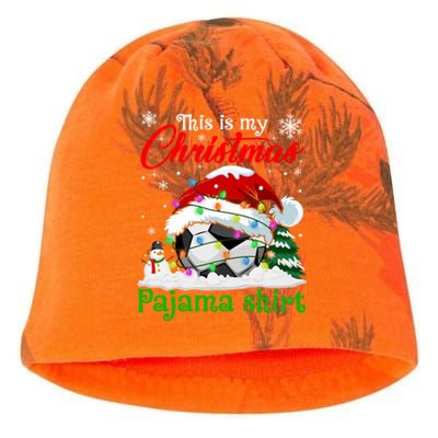 This Is My Christmas Pajama Xmas Lights Soccer Ball Lover Gift Kati - Camo Knit Beanie