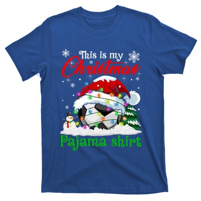 This Is My Christmas Pajama Xmas Lights Soccer Ball Lover Gift T-Shirt