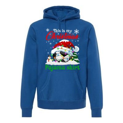 This Is My Christmas Pajama Xmas Lights Soccer Ball Lover Gift Premium Hoodie