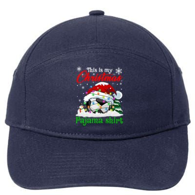 This Is My Christmas Pajama Xmas Lights Soccer Ball Lover Gift 7-Panel Snapback Hat