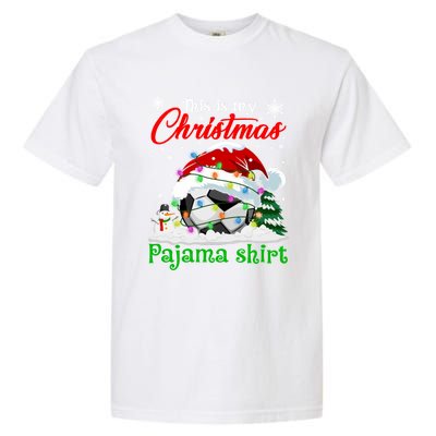 This Is My Christmas Pajama Xmas Lights Soccer Ball Lover Gift Garment-Dyed Heavyweight T-Shirt