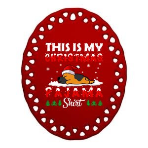 This Is My Christmas Pajama Ger Shepherd Dog Funny Xmas Cute Gift Ceramic Oval Ornament