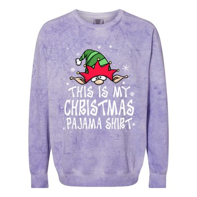 This Is My Christmas Pajama Funny Christmas Elf Colorblast Crewneck Sweatshirt