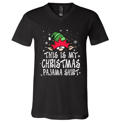 This Is My Christmas Pajama Funny Christmas Elf V-Neck T-Shirt