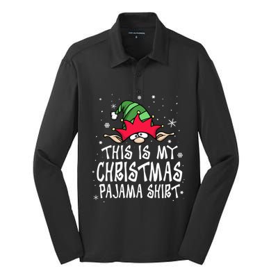 This Is My Christmas Pajama Funny Christmas Elf Silk Touch Performance Long Sleeve Polo