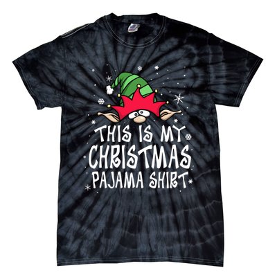 This Is My Christmas Pajama Funny Christmas Elf Tie-Dye T-Shirt