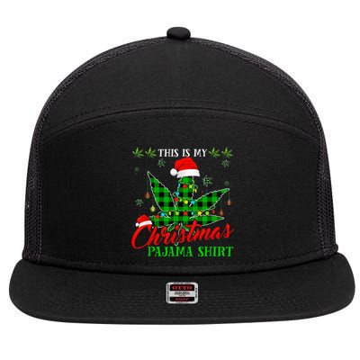 This Is My Christmas Pajama Weed Marijuana 7 Panel Mesh Trucker Snapback Hat