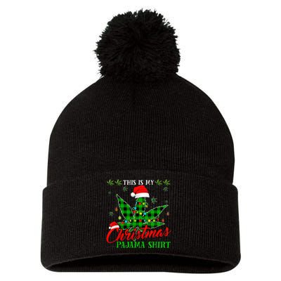 This Is My Christmas Pajama Weed Marijuana Pom Pom 12in Knit Beanie