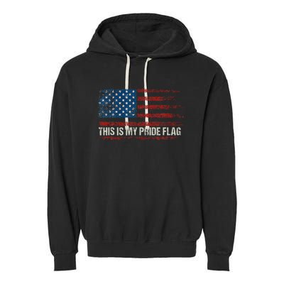 This Is My Pride Flag USA American 4th Of July Vintage Garment-Dyed Fleece Hoodie