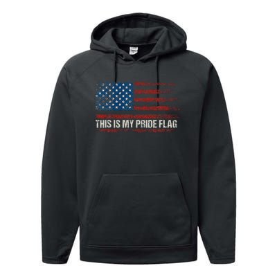 This Is My Pride Flag USA American 4th Of July Vintage Performance Fleece Hoodie