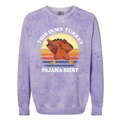 This Is My Turkey Pajama Thanksgiving Gobble Colorblast Crewneck Sweatshirt