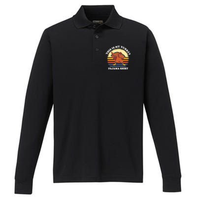 This Is My Turkey Pajama Thanksgiving Gobble Performance Long Sleeve Polo