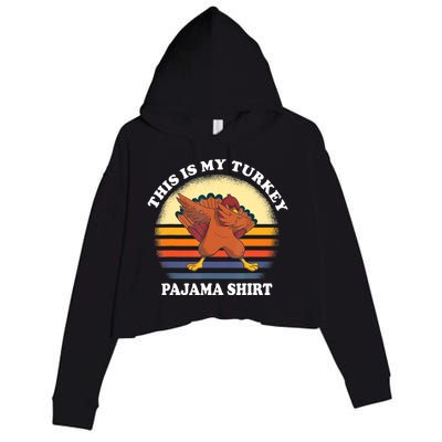 This Is My Turkey Pajama Thanksgiving Gobble Crop Fleece Hoodie