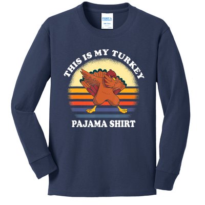 This Is My Turkey Pajama Thanksgiving Gobble Kids Long Sleeve Shirt