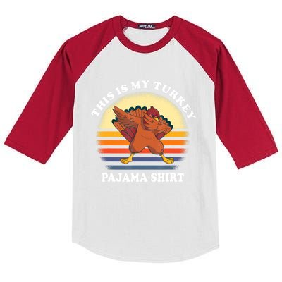 This Is My Turkey Pajama Thanksgiving Gobble Kids Colorblock Raglan Jersey