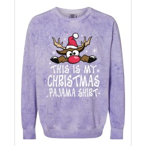 This Is My Christmas Pajama Funny Christmas Reindeer Colorblast Crewneck Sweatshirt