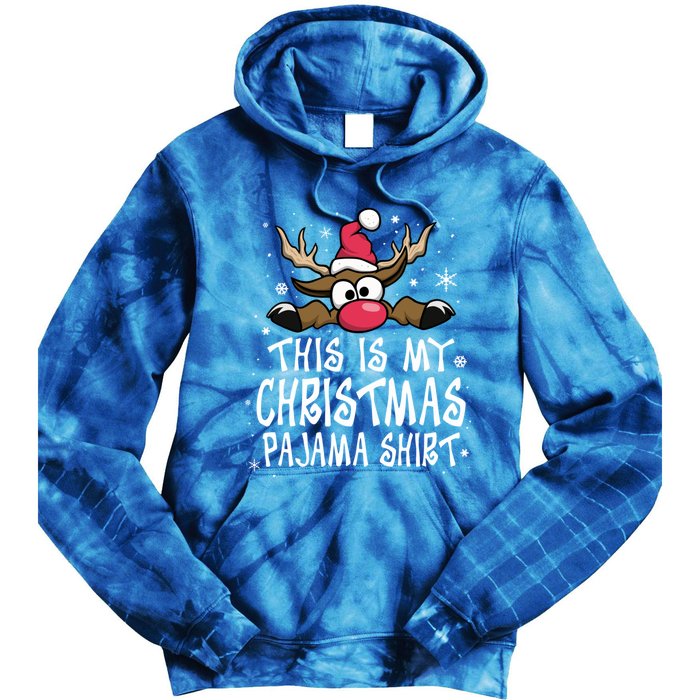 This Is My Christmas Pajama Funny Christmas Reindeer Tie Dye Hoodie