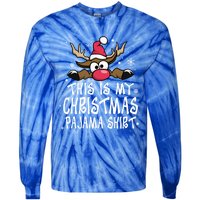 This Is My Christmas Pajama Funny Christmas Reindeer Tie-Dye Long Sleeve Shirt