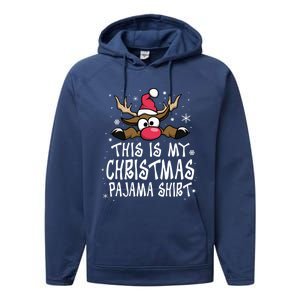 This Is My Christmas Pajama Funny Christmas Reindeer Performance Fleece Hoodie