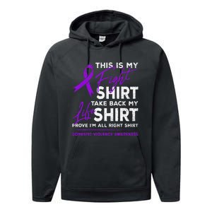 This Is My Fight Domestic Violence Awareness Purple Ribbon Performance Fleece Hoodie