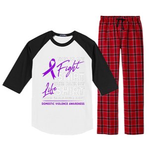 This Is My Fight Domestic Violence Awareness Purple Ribbon Raglan Sleeve Pajama Set